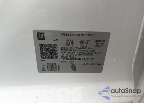 2019 GMC Sierra 1500 Denali from USA, damaged, VIN 1GTP8FED4KZ317073